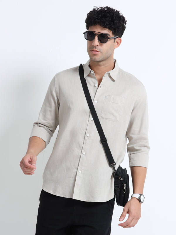 Men's NATURAL Casual Button-Down Shirt for Effortless Style