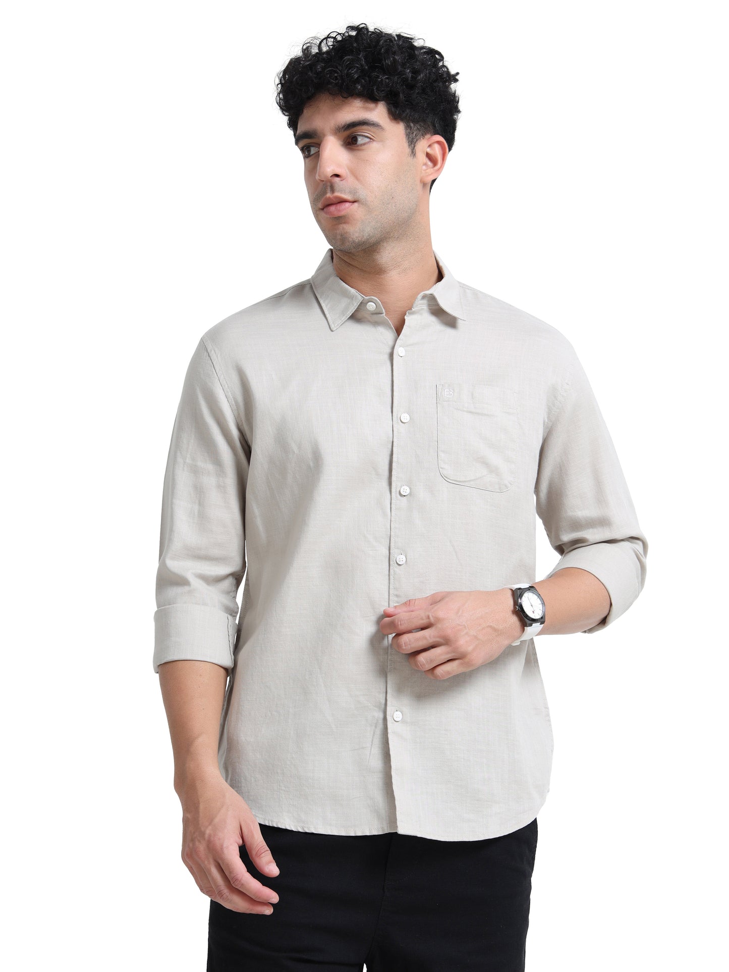 Men's NATURAL Casual Button-Down Shirt for Effortless Style
