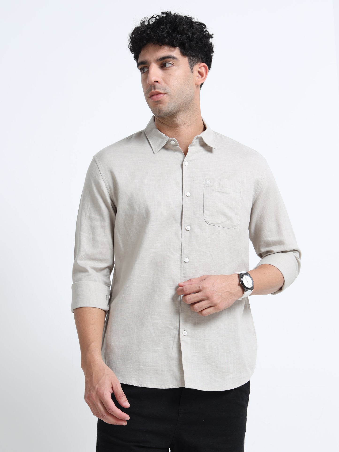 Men's NATURAL Casual Button-Down Shirt for Effortless Style