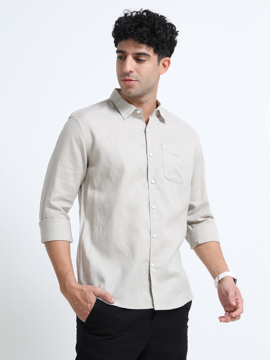 Men's NATURAL Casual Button-Down Shirt for Effortless Style