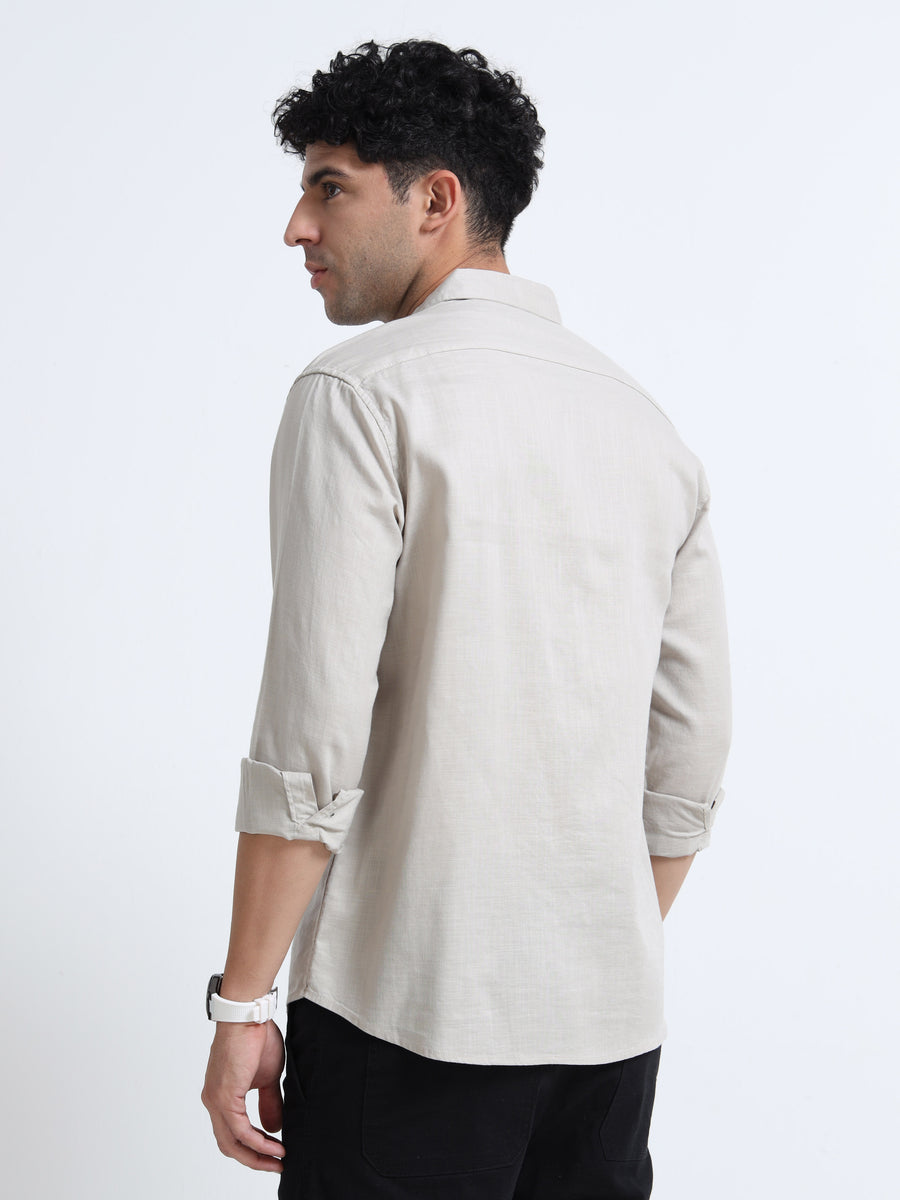 Men's NATURAL Casual Button-Down Shirt for Effortless Style