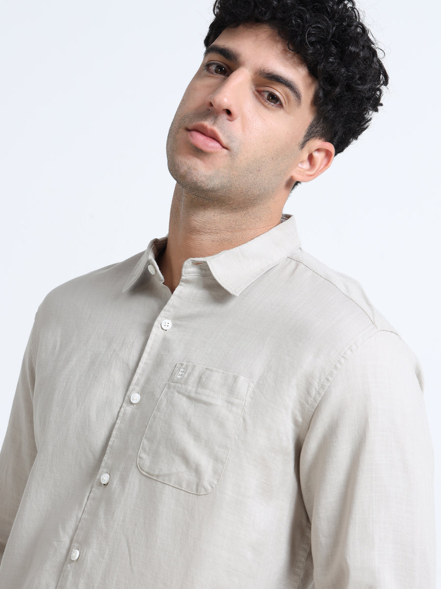 Men's NATURAL Casual Button-Down Shirt for Effortless Style