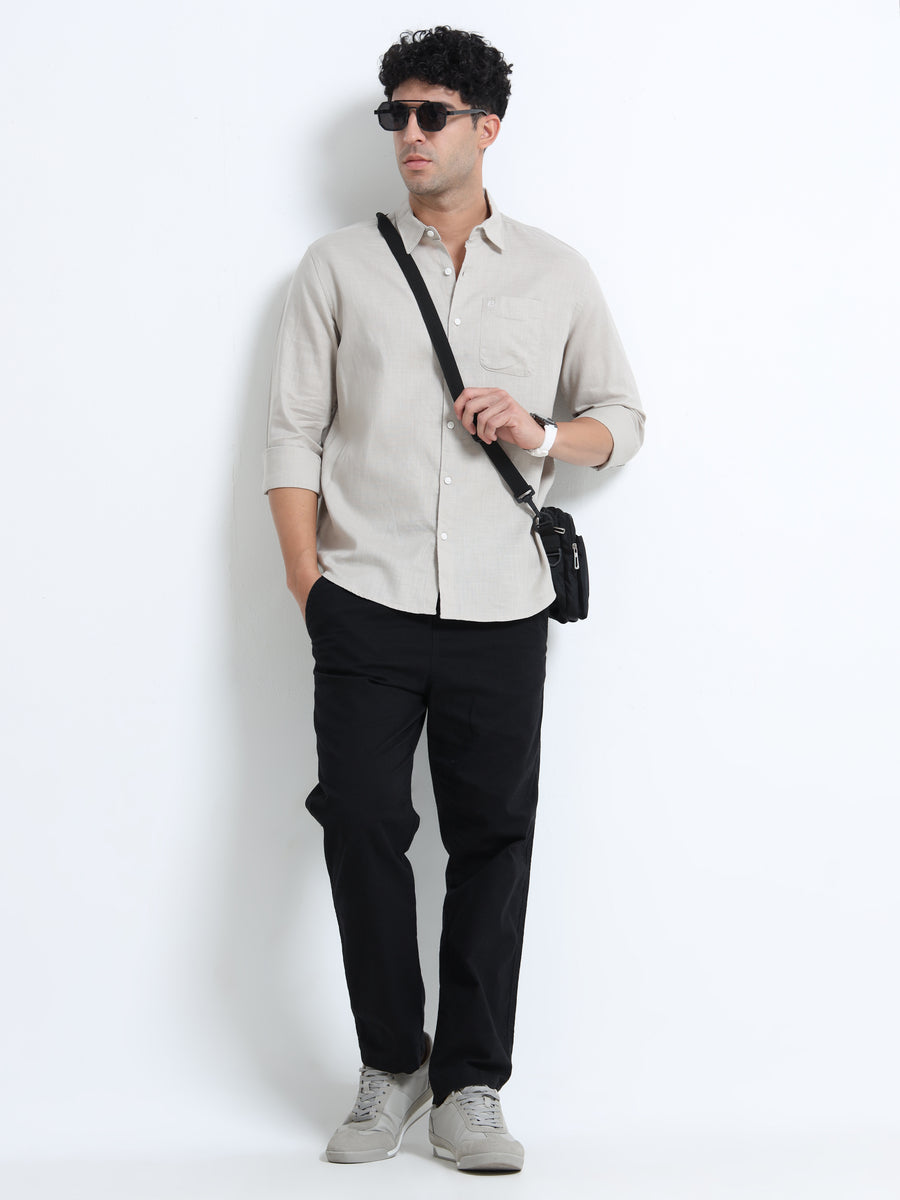 Men's NATURAL Casual Button-Down Shirt for Effortless Style