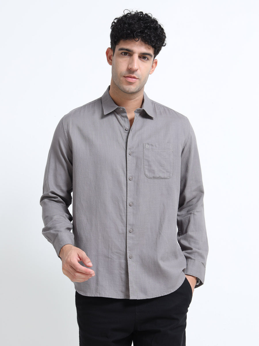 Men's GREY Casual Button-Down Shirt for Effortless Style