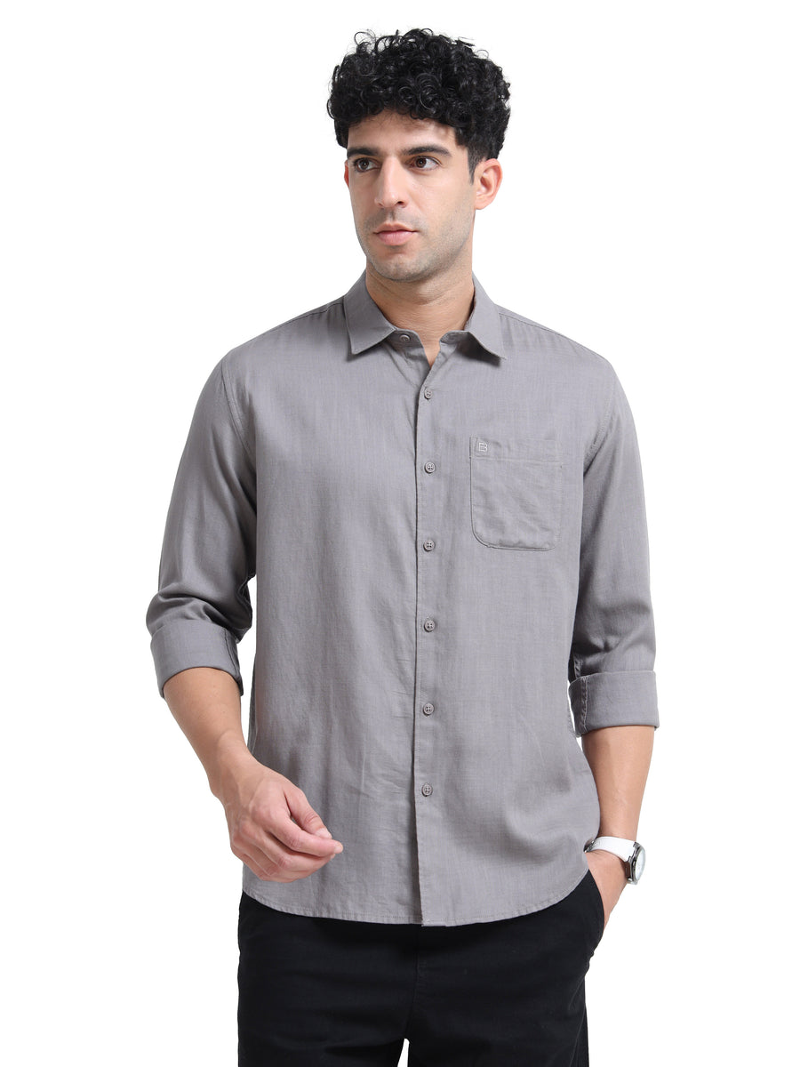 Men's GREY Casual Button-Down Shirt for Effortless Style
