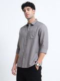 Men's GREY Casual Button-Down Shirt for Effortless Style