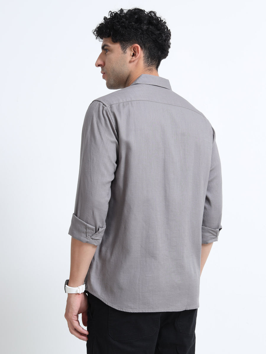 Men's GREY Casual Button-Down Shirt for Effortless Style