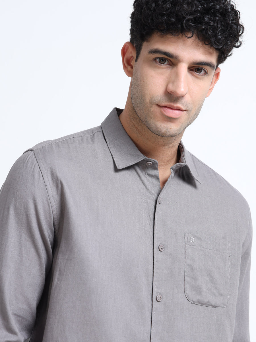 Men's GREY Casual Button-Down Shirt for Effortless Style