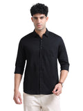 Men's BLACK Casual Button-Down Shirt for Effortless Style