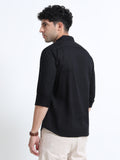 Men's BLACK Casual Button-Down Shirt for Effortless Style