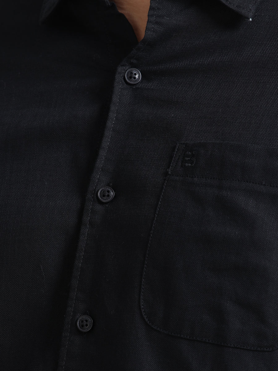 Men's BLACK Casual Button-Down Shirt for Effortless Style