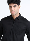Men's BLACK Casual Button-Down Shirt for Effortless Style