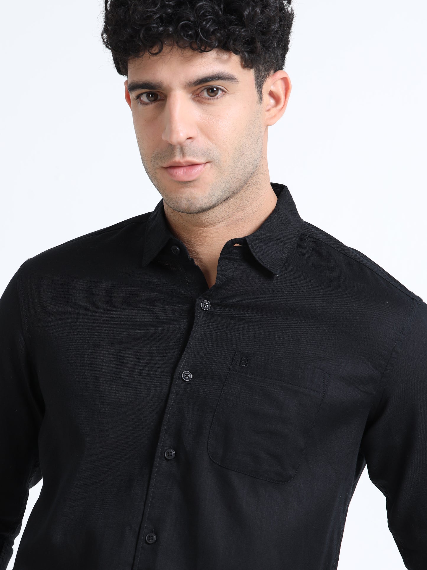 Men's BLACK Casual Button-Down Shirt for Effortless Style