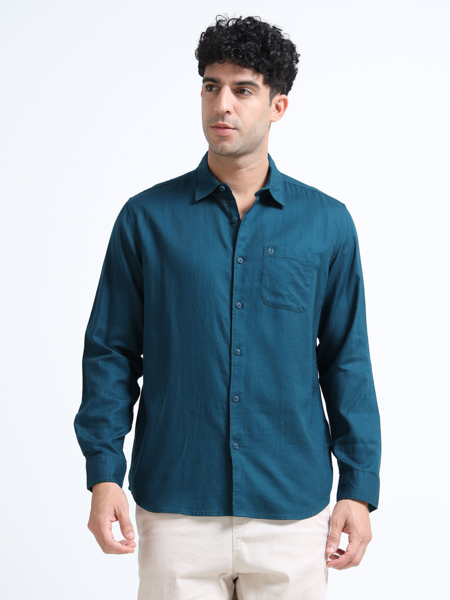 Men's AQUA GREEN Casual Button-Down Shirt for Effortless Style