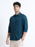 Men's AQUA GREEN Casual Button-Down Shirt for Effortless Style