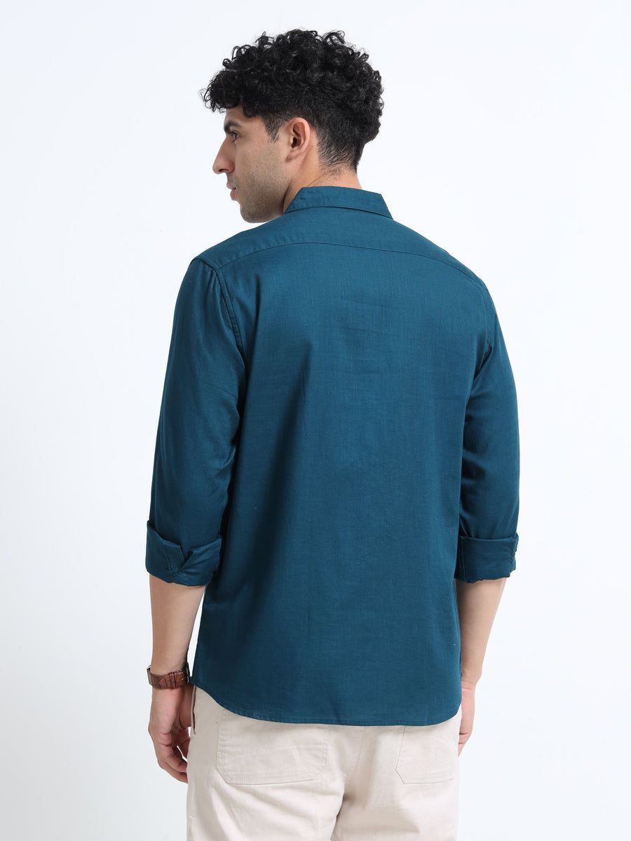Men's AQUA GREEN Casual Button-Down Shirt for Effortless Style
