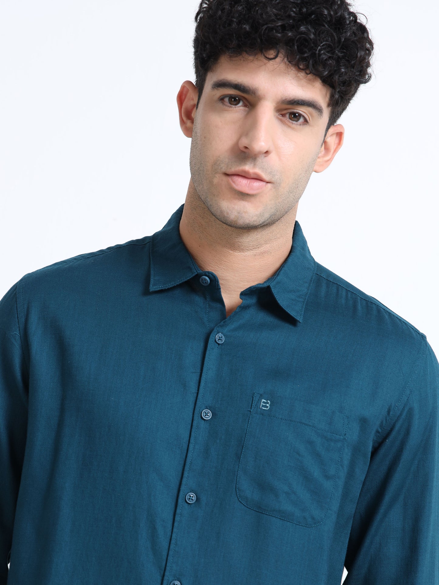 Men's AQUA GREEN Casual Button-Down Shirt for Effortless Style